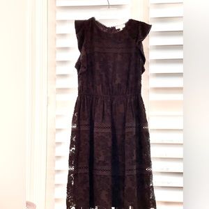 Gibson Latimer Ruffle Sleeve Lined Black Dress